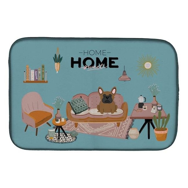 Carolines Treasures Carolines Treasures CK7858DDM 14 x 21 in. Brown French Bulldog Sweet Home Dish Drying Mat CK7858DDM - main